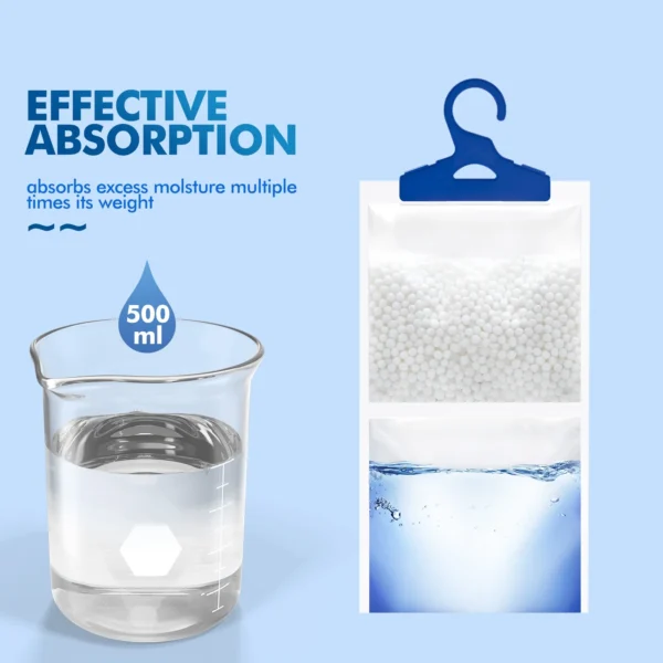 XKLN Moisture Absorber Packets 9 Pack, Humidity Packs, Hanging Closet Dehumidifier Bags, 9.8OZ - Image 3