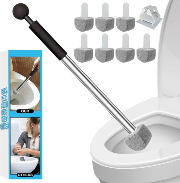 YINGMORE Pumice Stone Toilet Bowl Cleaner Toilet Deep Cleaning,Bathroom Cleaner Brush with Long Handle for Remove Hard Water Stains with Toilet Handle+... - Image 2