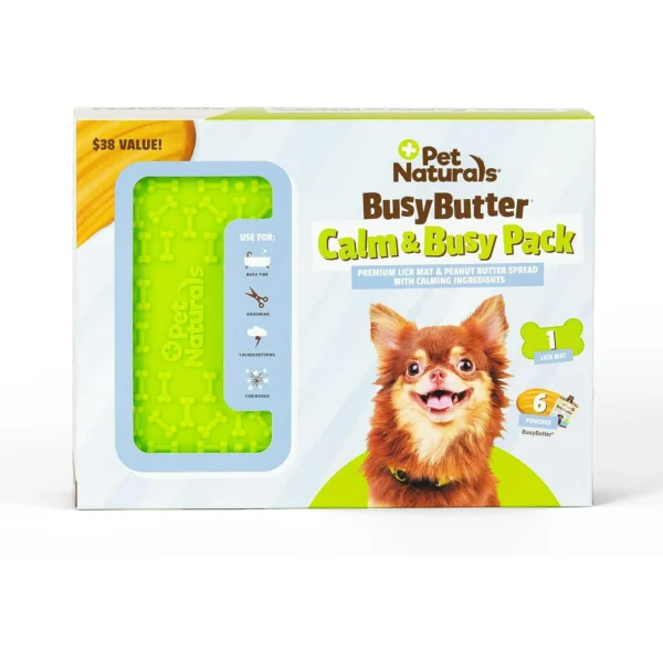 Pet Naturals Calm & Busy Pack, BusyButter for Anxiety 6Pk and Premium Lick Mat with Suction Cups