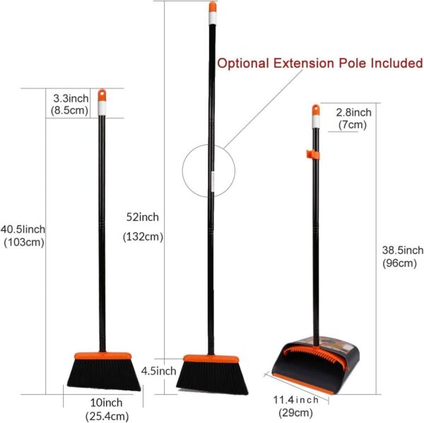 TreeLen Broom and Dustpan Set with 52" Long Handle for Home Kitchen Room Office Lobby Floor Use Upright Stand Up Stand Up Broom with Dustpan Combo - Image 3