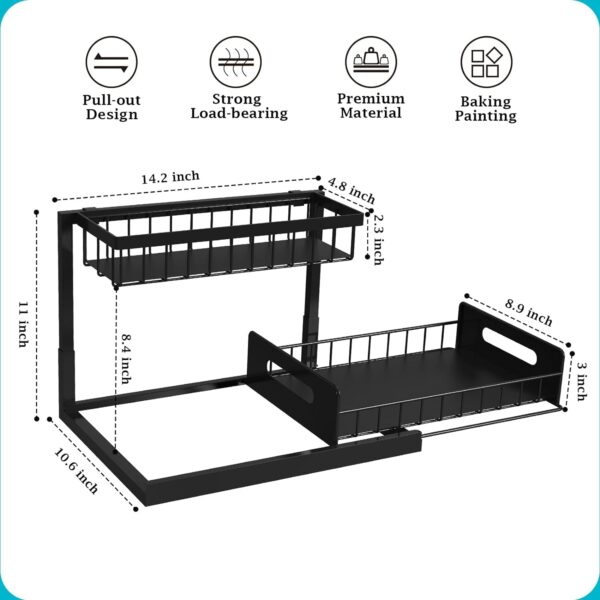 REALINN Under Sink Organizer and Storage, 2 Pack Pull Out Cabinet Organizer Slide Out Sink Shelf Cabinet Storage Shelves, Under Sink Storage for Kitchen... - Image 2