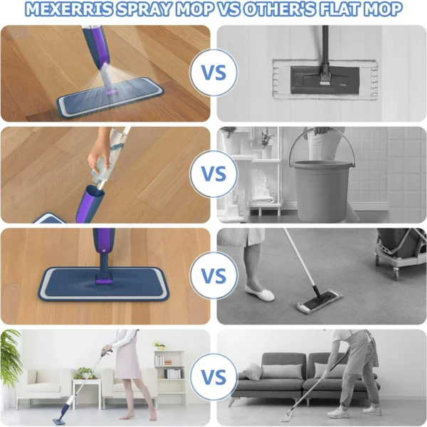 SUGARDAY Spray Dust Mop for Floor Cleaning Wet Dry Mop with 2 Refillable Bottle 4 Washable Pads - Image 3