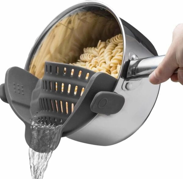 Kitchen Gizmo Snap N' Strain - Silicone Clip-On Colander, Heat Resistant Drainer for Vegetables and Pasta Noodles, Kitchen Gadgets for Bowl, Pots, and...