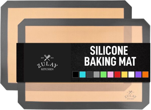 Zulay Kitchen 16.5"x11.6" 2-Pack Silicone Baking Mat Sheet - Reusable Silicone Baking Sheet - Easy & Convenient Nonstick Baking Supplies -...