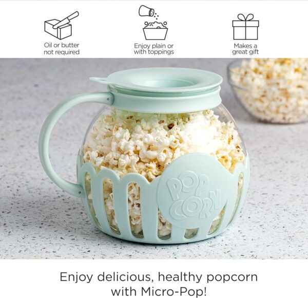 Ecolution Patented Micro-Pop Microwave Popcorn Popper with Temperature Safe Glass, 3-in-1 Lid Measures Kernels and Melts Butter, Made Without BPA,... - Image 3