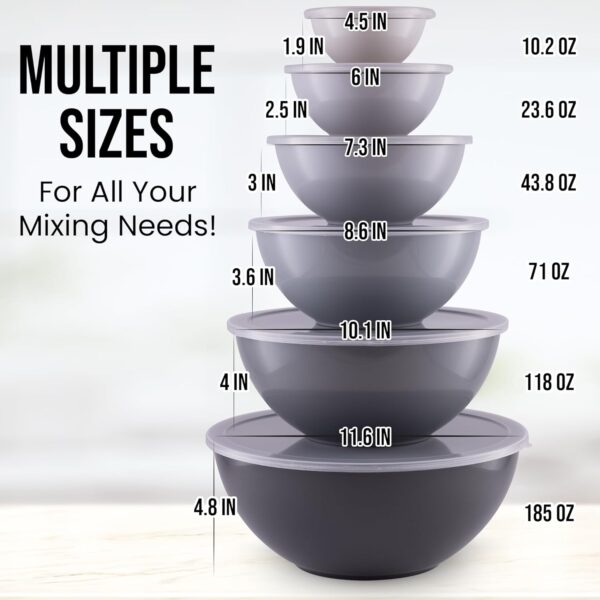Zulay Kitchen 12 Piece Plastic Mixing Bowls with Lids Set - Colorful Mixing Bowl Set for Kitchen - Nesting Bowls with Lids Set - Microwave and Freezer Safe... - Image 3