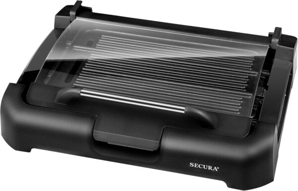 Secura Smokeless Indoor Grill 1800-Watt Electric Griddle with Reversible 2 in 1 Grill and Griddle Plates Plate, Glass Lid, Extra Large Drip Tray (Dishwasher...
