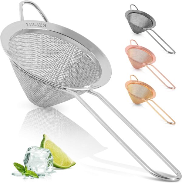 Zulay Kitchen 304 Stainless Steel Fine Mesh Strainer For Kitchen - Sieve Sifters For Food, Tea, Rice, Oil, Noodles, Fruits, Vegetables - Rust-Proof, Easy to...