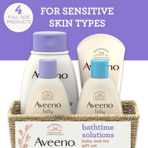 Aveeno Baby Bathtime Solutions Baby & Me Gift Set with Baby Wash & Shampoo, Calming Baby Bath, Baby Daily Moisturizing Lotion & Stress Relief... - Image 2