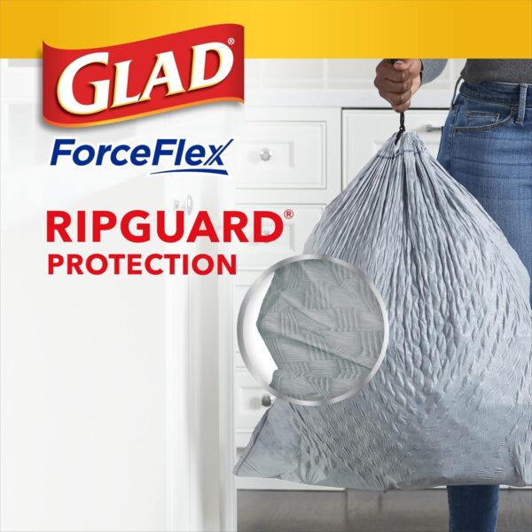 Glad ForceFlex Tall Kitchen Trash Bags, 13 Gallon, Gain Fresh Clean, 110 Count (Package May Vary) - Image 2
