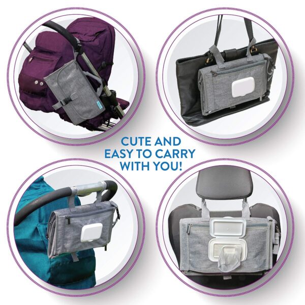 Portable Diaper Changing Pad, Portable Changing pad for Newborn Girl & Boy - Baby Changing Pad with Smart Wipes Pocket – Waterproof Travel Changing Kit... - Image 2