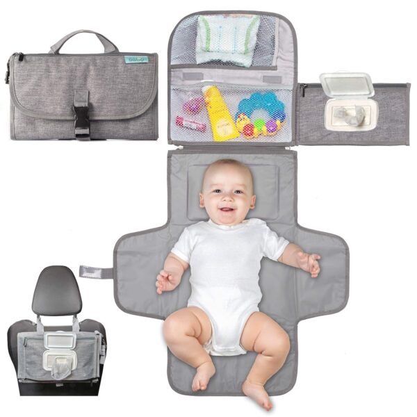Portable Diaper Changing Pad, Portable Changing pad for Newborn Girl & Boy - Baby Changing Pad with Smart Wipes Pocket – Waterproof Travel Changing Kit...