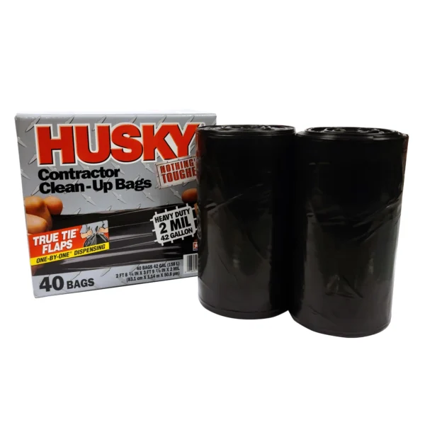 Husky Heavy Duty Contractor Black Bags, 42 Gallon, 40 Bags, 2 Mil (20% PCR) - Image 2