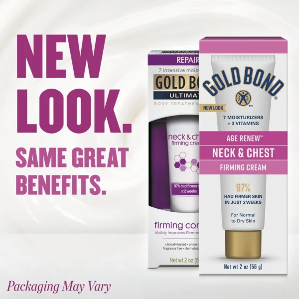 Gold Bond Age Renew Neck and Chest Moisturizer, Hand Lotion, and Face Cream for Firmer Skin, 2 oz - Image 2