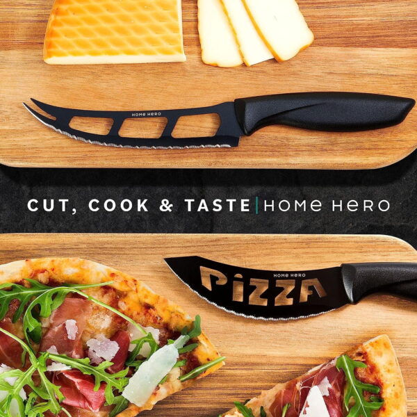 Home Hero - 16 Pcs Kitchen Knife Set & Steak Knifes - Stainless Steel, Black - Image 2
