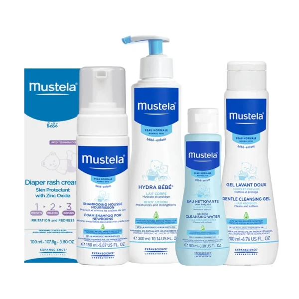 Mustela Newborn Arrival Gift Set, Baby Bath & Skin Care with Natural Avocado Perseose, 5 Items - Image 2